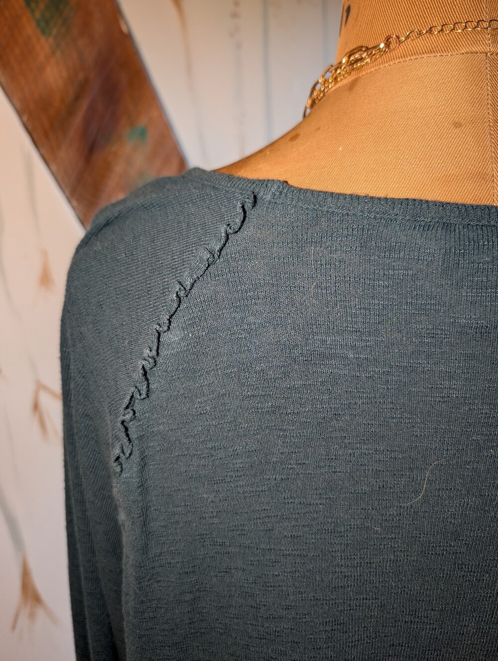 Blue Sweater With Ruffle Detail - Picture 6 of 9